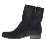 Botines para mujer con hebilla en piel perforada negra - Tallas disponibles:  32