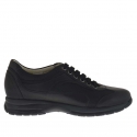 Zapato deportivo para hombre con cordones en piel y tejido negro