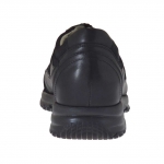 Zapato deportivo para hombre con cordones en piel y tejido negro - Tallas disponibles:  36