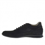 Scarpa da uomo stringata sportiva in nabuk, pelle e tessuto nero - Misure disponibili: 46, 47