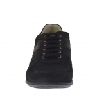 Scarpa da uomo stringata sportiva in nabuk, pelle e tessuto nero - Misure disponibili: 46, 47