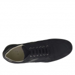 Scarpa da uomo stringata sportiva in nabuk, pelle e tessuto nero - Misure disponibili: 46, 47