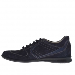 Scarpa da uomo sportiva stringata in pelle e camoscio blu - Misure disponibili: 46