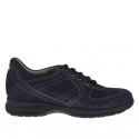 Sportlicher Herrenschnürschuh aus blauem Leder und Wildleder