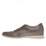Scarpa da uomo stringata sportiva in pelle color fumo e tessuto grigio - Misure disponibili: 46