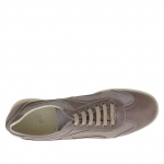 Scarpa da uomo stringata sportiva in pelle color fumo e tessuto grigio - Misure disponibili: 46
