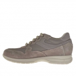 Scarpa da uomo sportiva stringata in camoscio, tessuto e pelle grigia - Misure disponibili: 36, 37