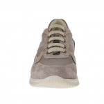Zapato deportivo con cordones para hombre en gamuza, piel y tejido gris - Tallas disponibles:  36, 37
