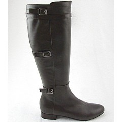 Bottes pour femmes avec fermeture éclair et boucles en cuir brun foncé talon 2 - Pointures disponibles:  32, 33