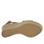 Sandalo da donna in pelle cuoio con plateau e zeppa in corda 9  - Misure disponibili: 42