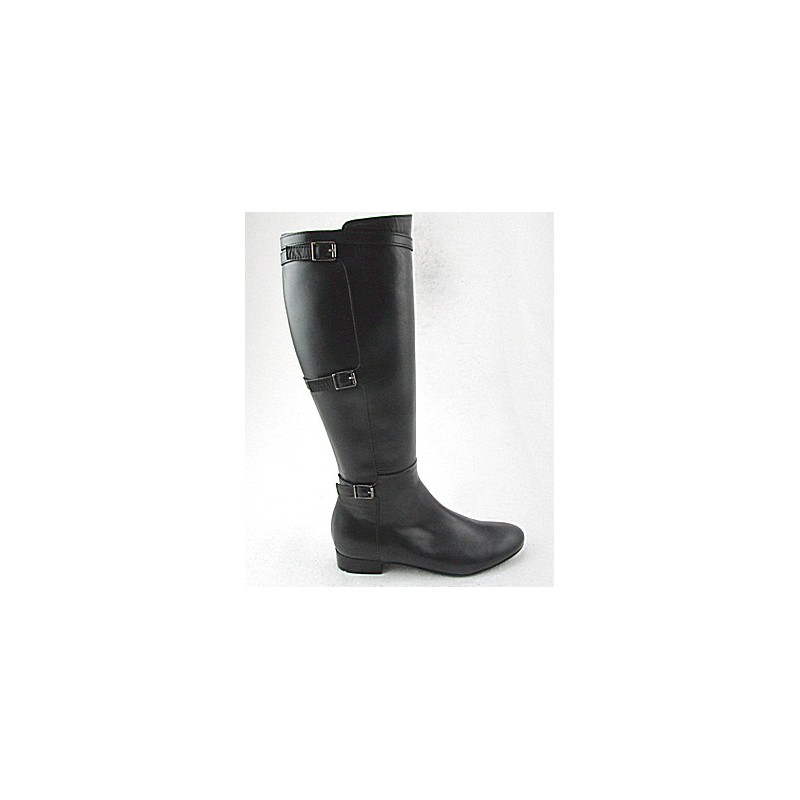 Damenstiefel mit Reißverschluß und Schnallen aus schwarzem Leder Absatz 2 - Verfügbare Größen:  32
