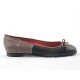 Ballerina da donna con fiocco in pelle nera e taupe tacco 1 - Misure disponibili: 32
