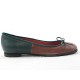 Ballerina in pelle colore cuoio+verde -  