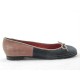 Ballerina da donna con fiocco in pelle blu e beige tacco 1 - Misure disponibili: 32