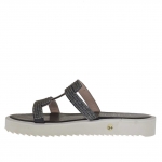 Sabot aperto da donna in vernice nera con strass zeppa 2,5 - Misure disponibili: 31