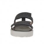 Offene Damenpantolette aus schwarzem Lackleder mit Strass Keilabsatz 2.5 - Verfügbare Größen:  31