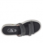 Offene Damenpantolette aus schwarzem Lackleder mit Strass Keilabsatz 2.5 - Verfügbare Größen:  31