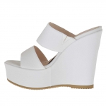 Sabo abierto blanco imprimido para mujer con plataforma y cuña 12 - Tallas disponibles:  42