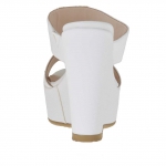 Sabot da donna aperto stampato bianco con plateau e zeppa 12 - Misure disponibili: 42