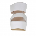 Mule ouvert pour femmes blanc imprimé avec plateforme et talon compensé 12 - Pointures disponibles:  42