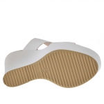 Mule ouvert pour femmes blanc imprimé avec plateforme et talon compensé 12 - Pointures disponibles:  42