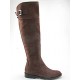 Kniehoher Damenstiefel mit Reissverschluss und Schnalle aus braunem Nabukleder Absatz 2