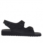 Sandale pour hommes avec trois boucles en cuir noir - Pointures disponibles:  47