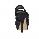 Sandalo da donna con plateau e 3 fasce e rete in camoscio nero tacco 12 - Misure disponibili: 42