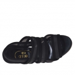 Sandalo da donna con plateau e 3 fasce e rete in camoscio nero tacco 12 - Misure disponibili: 42