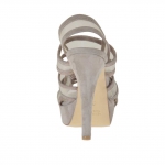 Sandale pour femmes avec plateforme, 3 bandes et tissu résille en daim boue talon 12 - Pointures disponibles:  42