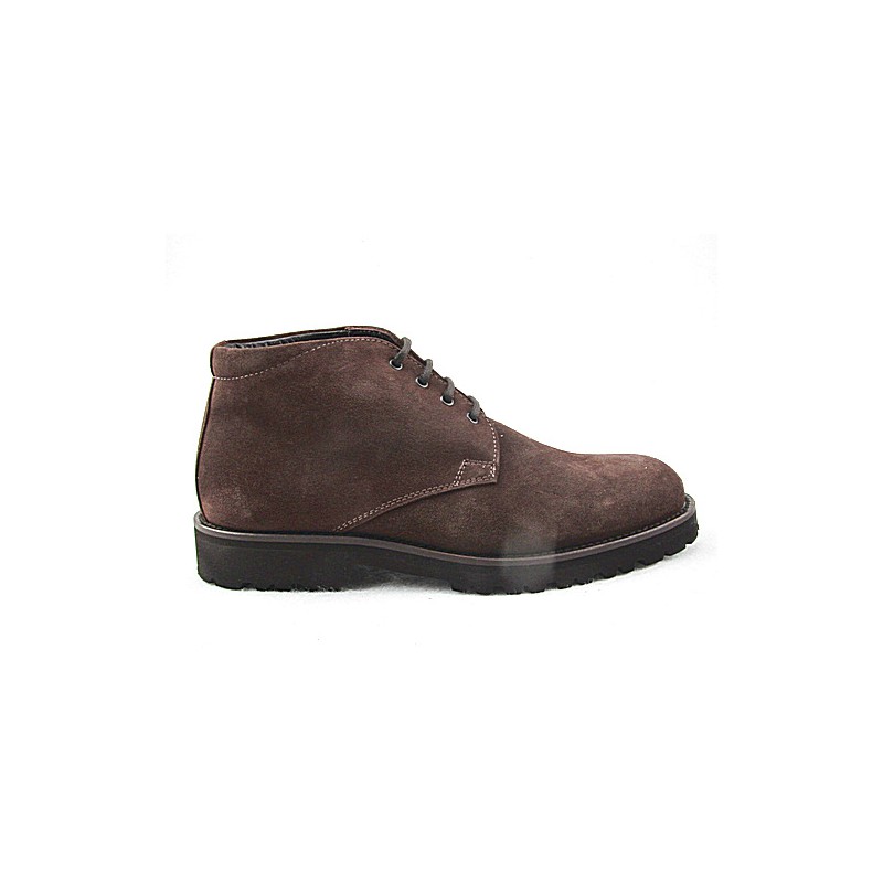 Laced ankle boot for men in brown suede - Available sizes:  50