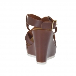 Sandale pour femmes avec plateforme en cuir brun talon compensé 9 - Pointures disponibles:  42