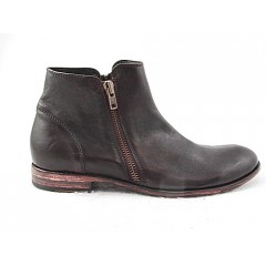 Bottes avec fermetures éclair pour hommes en cuir marron - Pointures disponibles:  50