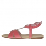 Woman's sandal in fucsia and creme coloured patent leather - Available sizes:  33