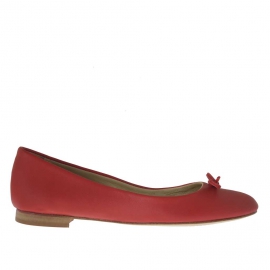 Zapato bailarina para mujer con moño en piel roja - Tallas disponibles:  32