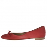 Ballerinaschuh für Damen mit Schleife aus rotem Leder - Verfügbare Größen:  32