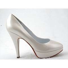 Decolte con plataforma en piel de color crema meataliza con tacon 11 - Tallas disponibles:  43, 44