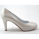 Platform pump in pearly ivory leather heel 8