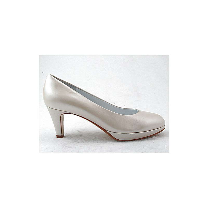 Platform pump in pearly ivory leather heel 6 - Available sizes:  32