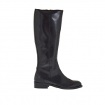 Woman's Oxford style boot with zipper in black leather heel 3 - Available sizes:  32