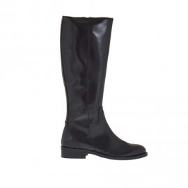 Woman's Oxford style boot with zipper in black leather heel 3 - Available sizes:  32
