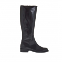 Woman's Oxford style boot with zipper in black leather heel 3