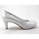 Decolté con plateau in pelle perlata bianca tacco 6 - Misure disponibili: 31