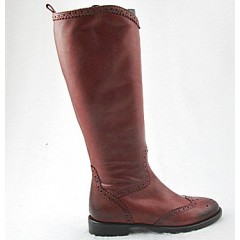 Stivale da donna con cerniera e lavorazione Brogue in pelle color cuoio tacco 2 - Misure disponibili: 32