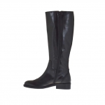 Woman's Oxford style boot with zipper in black leather heel 3 - Available sizes:  32