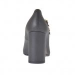 Woman's pump with two straps in gunmetal grey leather heel 9 - Available sizes:  42