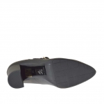 Zapato de salon con dos cinturones en piel bronce de cañon tacon 9 - Tallas disponibles:  42