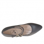 Woman's pump with two straps in gunmetal grey leather heel 9 - Available sizes:  42