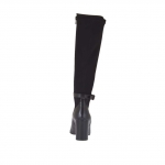 Bottines pour femmes avec boucle en cuir et tissu élastique noir talon 8 - Pointures disponibles:  42