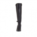 Bottines pour femmes avec boucle en cuir et tissu élastique noir talon 8 - Pointures disponibles:  42